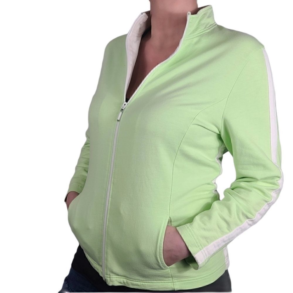 Studio Works Green and White Zip Up Coat